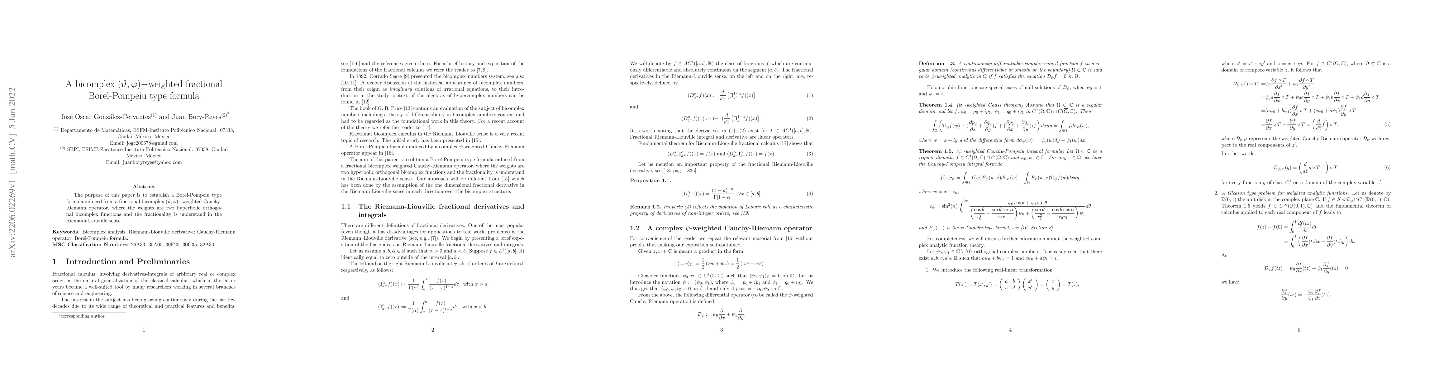 Thumbnail for A bicomplex $(\vartheta,\varphi)-$weighted fractional Borel-Pompeiu type
  formula