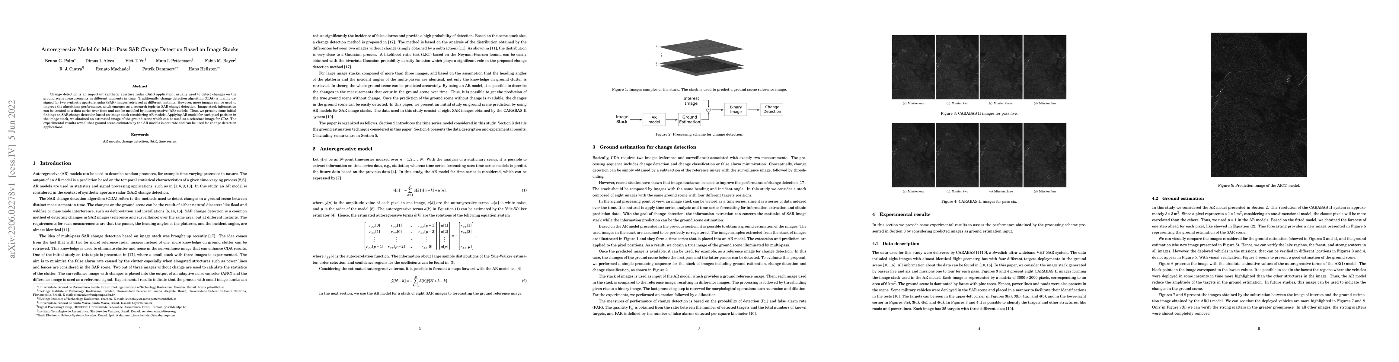 Thumbnail for Autoregressive Model for Multi-Pass SAR Change Detection Based on Image
  Stacks