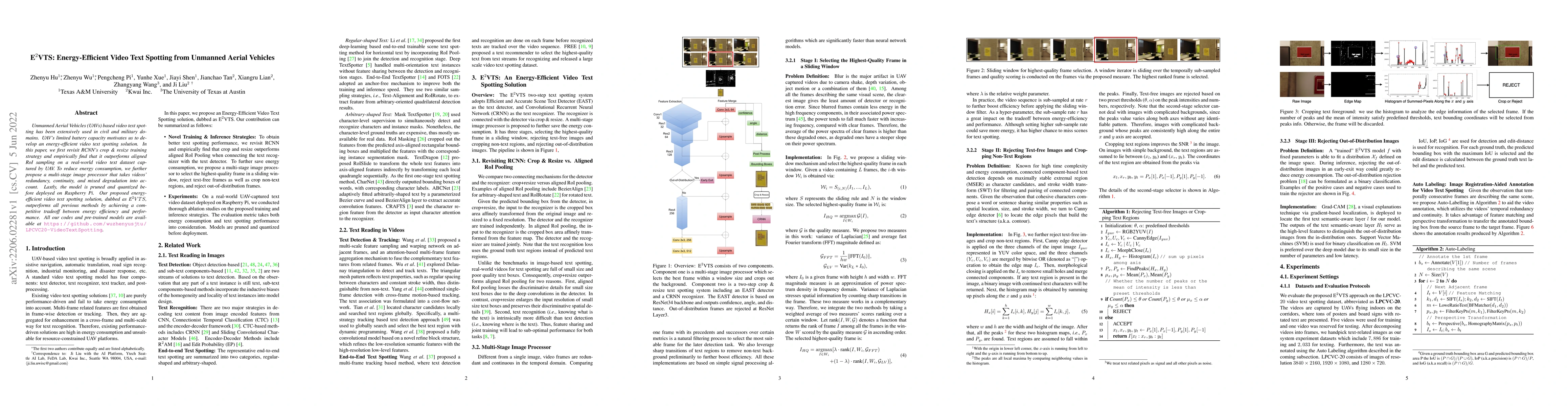 Thumbnail for E^2VTS: Energy-Efficient Video Text Spotting from Unmanned Aerial
  Vehicles