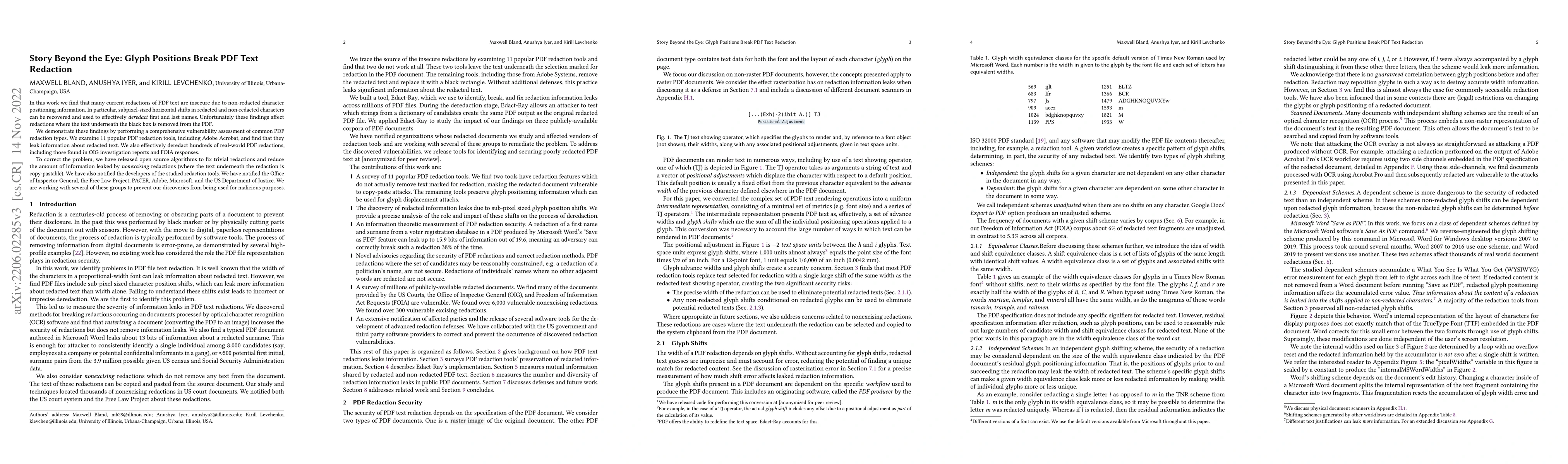 Thumbnail for Story Beyond the Eye: Glyph Positions Break PDF Text Redaction