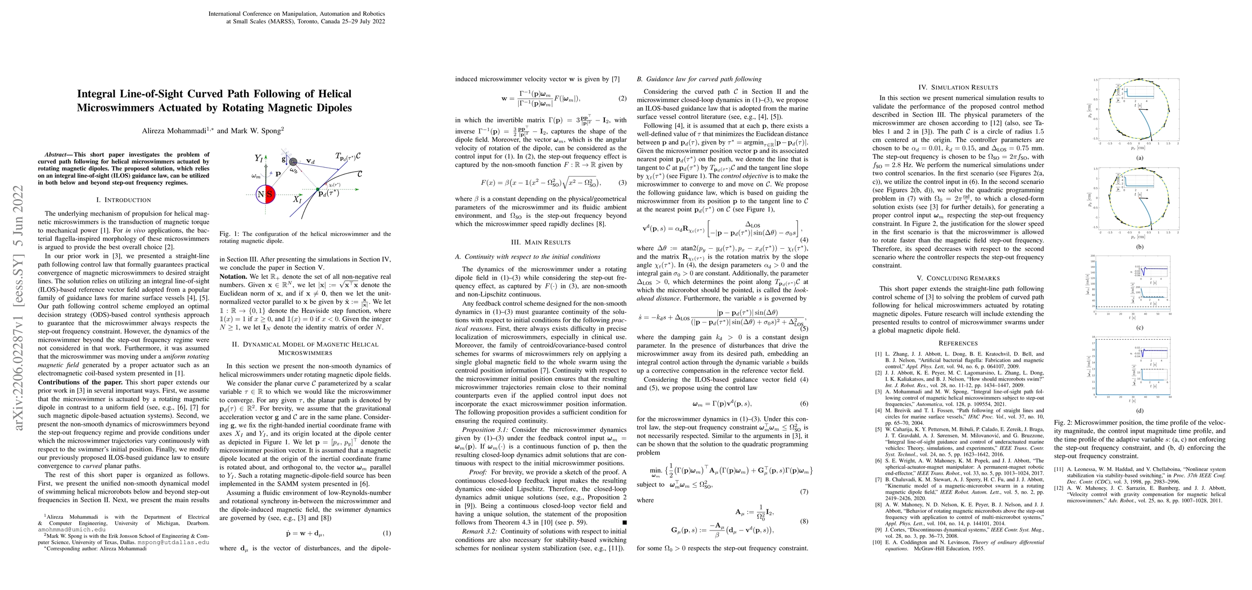 Thumbnail for Integral Line-of-Sight Curved Path Following of Helical Microswimmers
  Actuated by Rotating Magnetic Dipoles