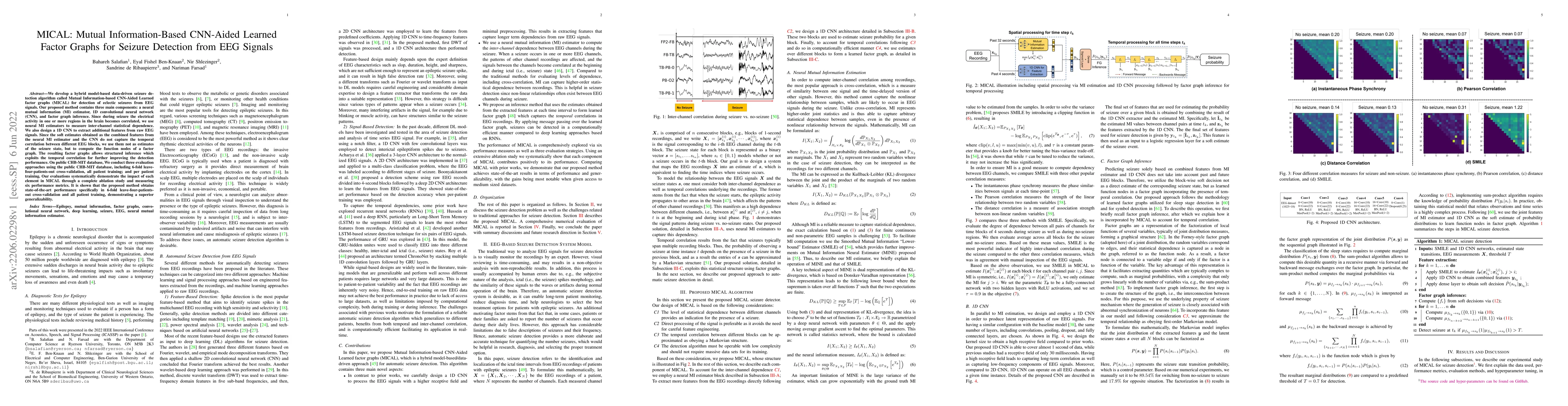 Thumbnail for MICAL: Mutual Information-Based CNN-Aided Learned Factor Graphs for
  Seizure Detection from EEG Signals