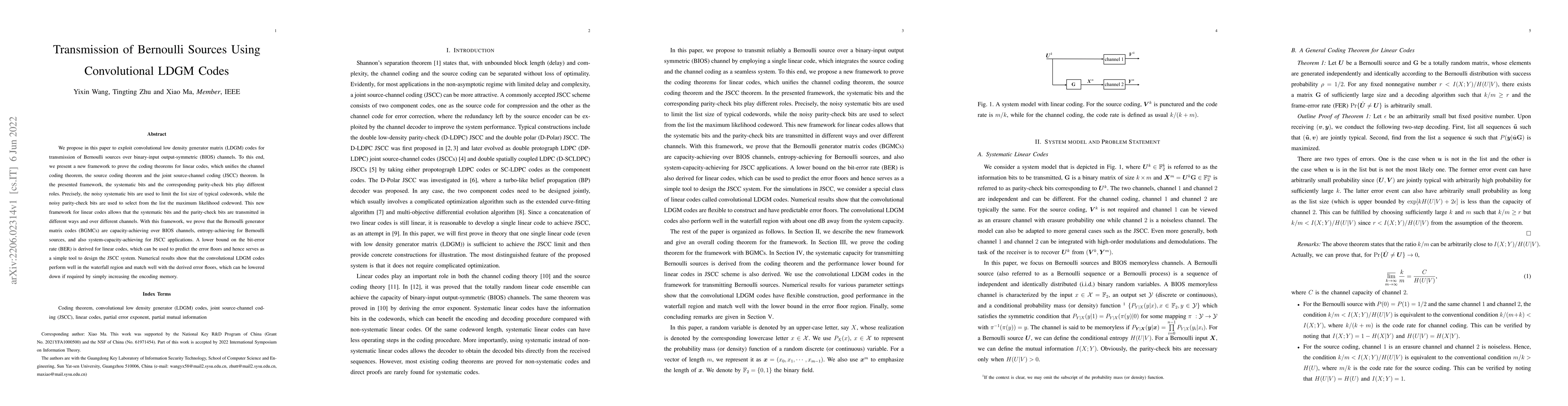 Thumbnail for Transmission of Bernoulli Sources Using Convolutional LDGM Codes