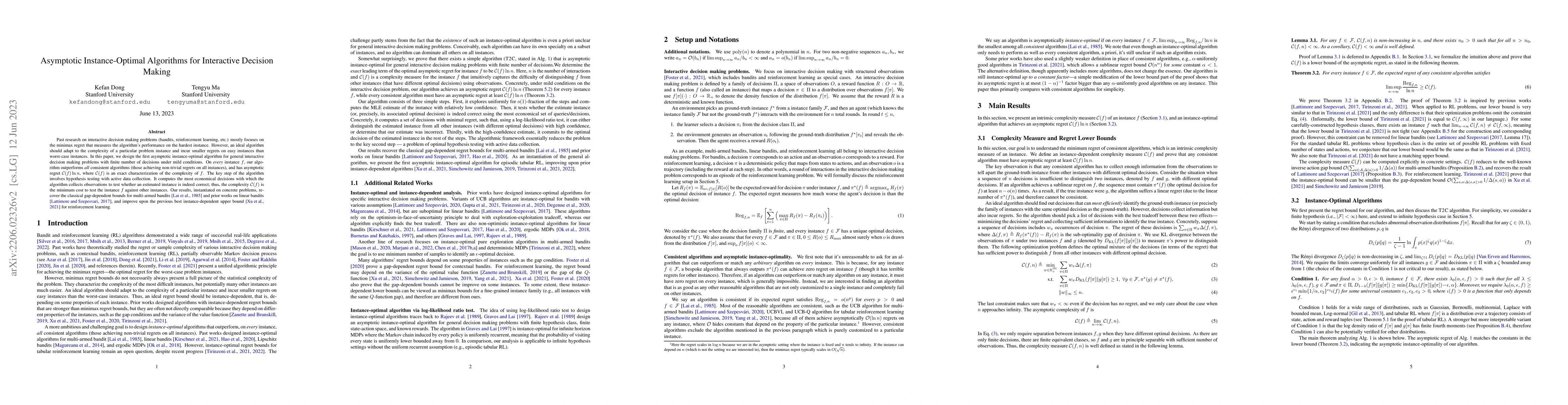 Thumbnail for Asymptotic Instance-Optimal Algorithms for Interactive Decision Making