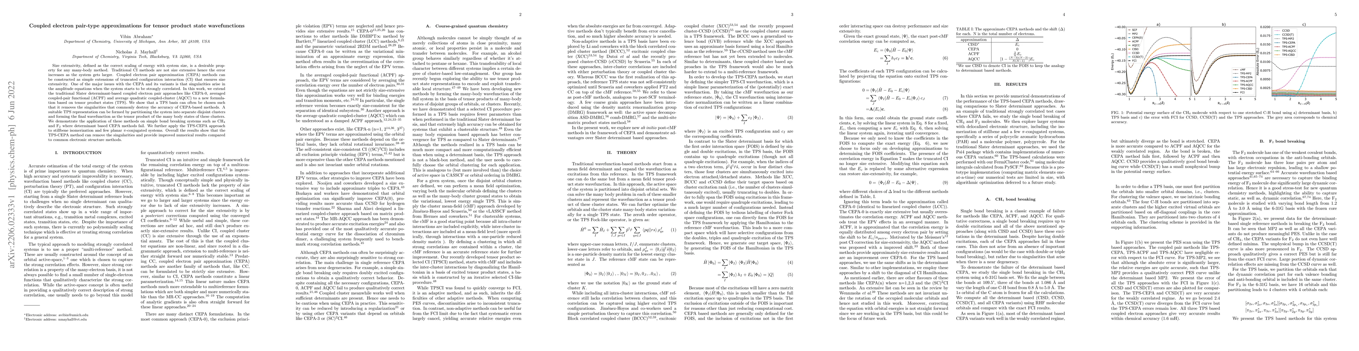 Thumbnail for Coupled electron pair-type approximations for tensor product state
  wavefunctions