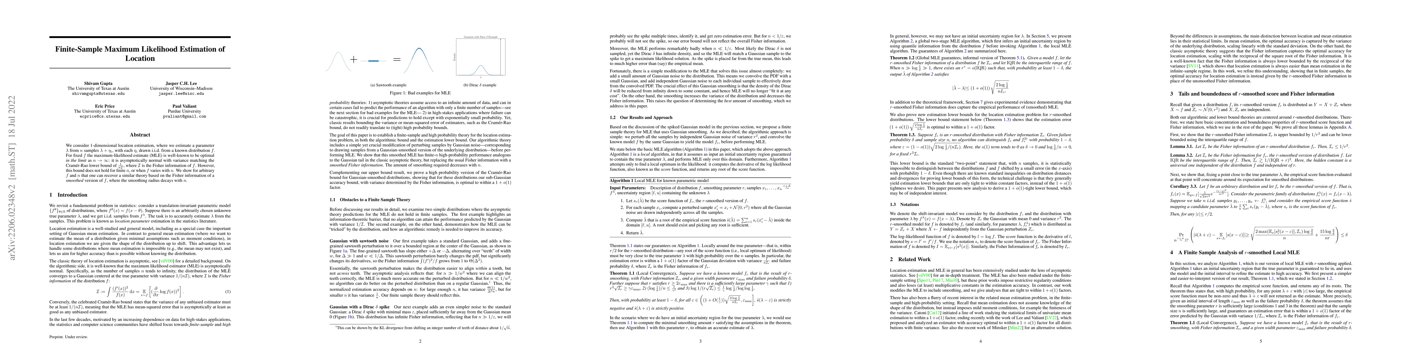 Thumbnail for Finite-Sample Maximum Likelihood Estimation of Location