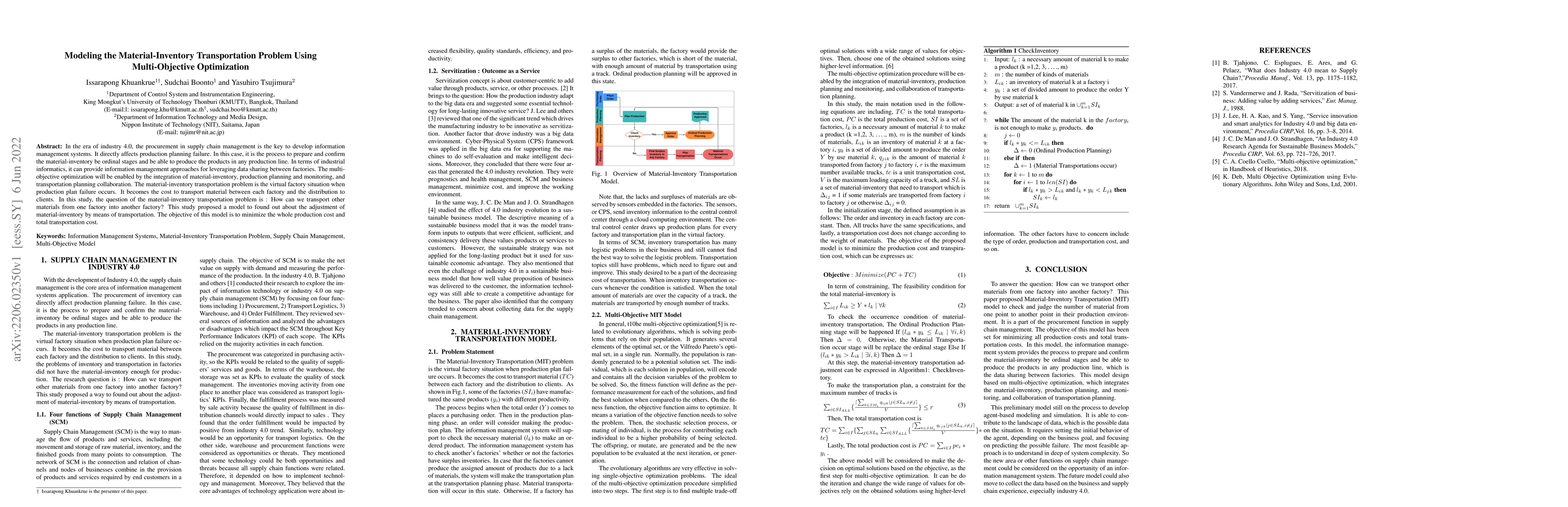 Thumbnail for Modeling the Material-Inventory Transportation Problem Using
  Multi-Objective Optimization