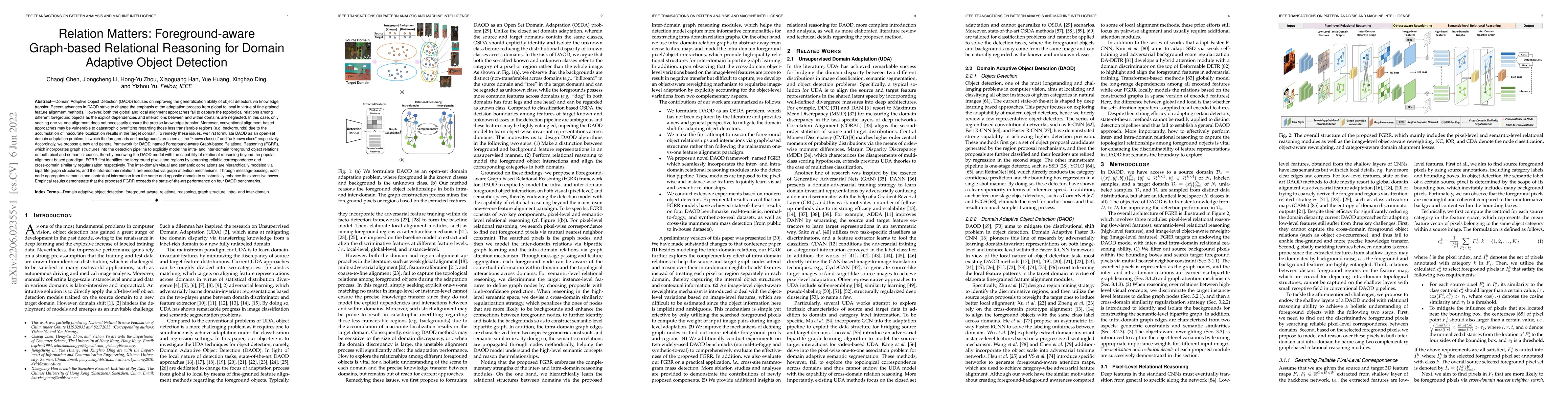 Thumbnail for Relation Matters: Foreground-aware Graph-based Relational Reasoning for
  Domain Adaptive Object Detection