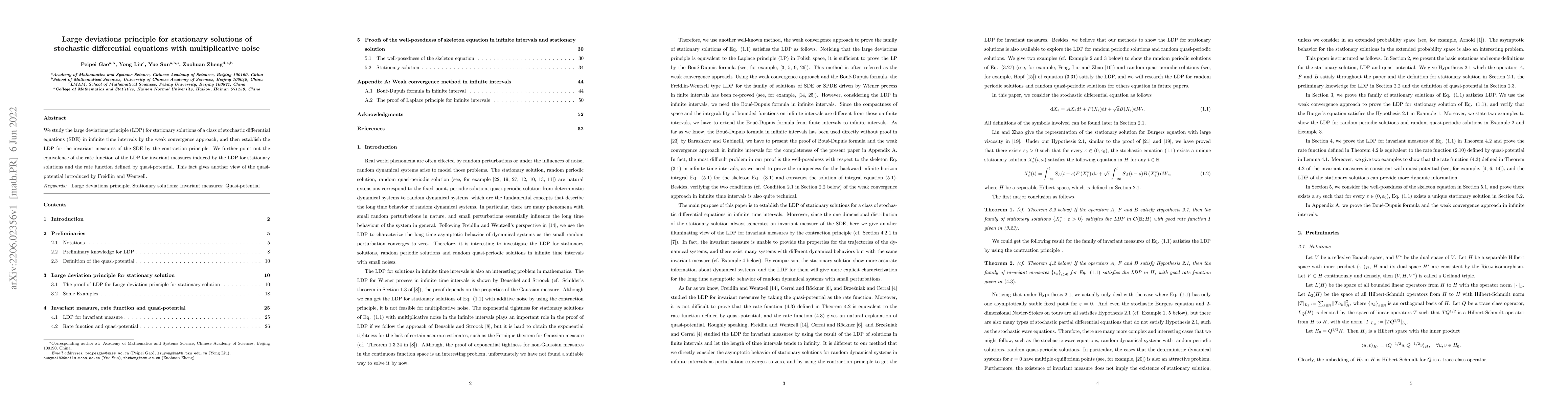 Thumbnail for Large deviations principle for stationary solutions of stochastic
  differential equations with multiplicative noise