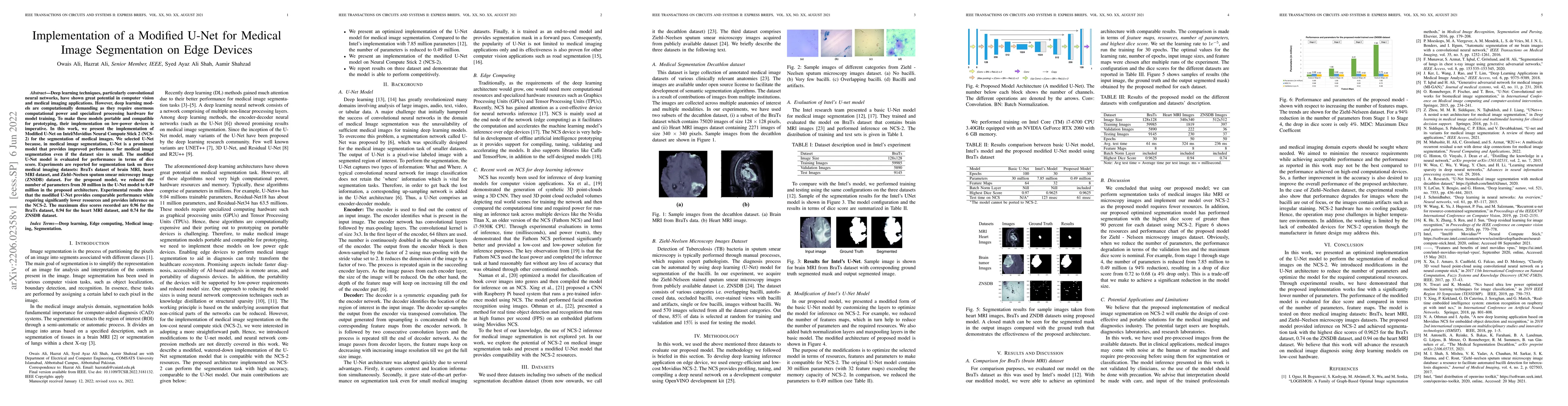 Thumbnail for Implementation of a Modified U-Net for Medical Image Segmentation on
  Edge Devices