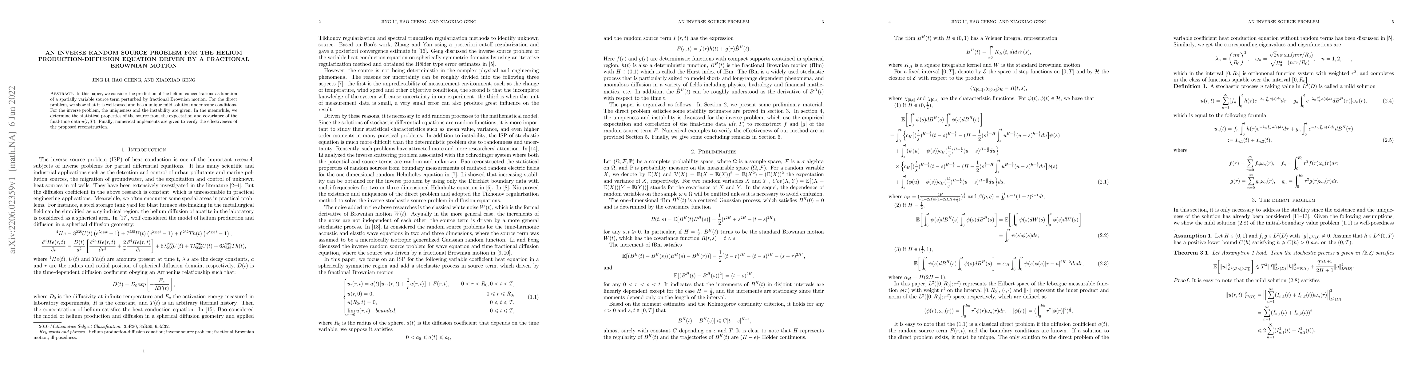 Thumbnail for An inverse random source problem for the Helium production-diffusion
  equation driven by a fractional Brownian motion