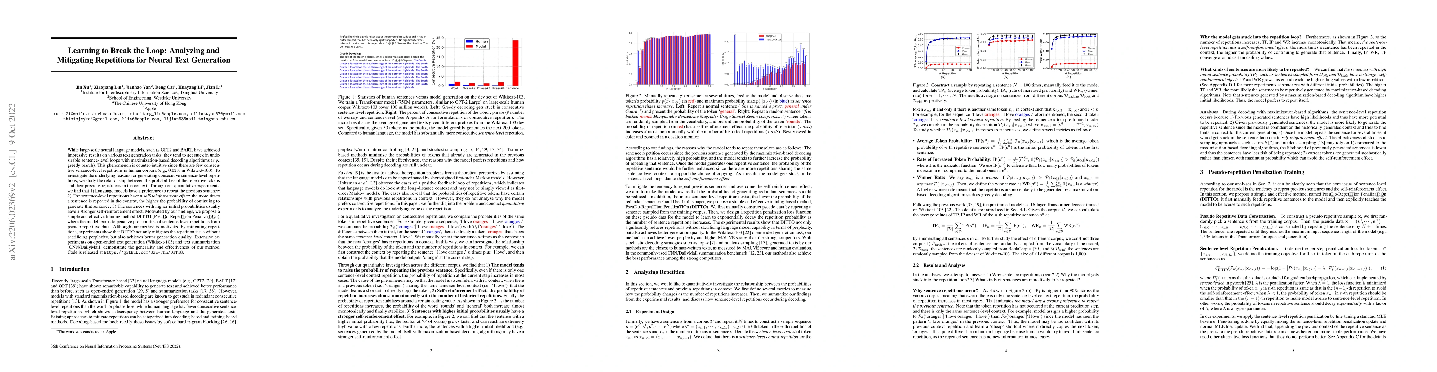 Thumbnail for Learning to Break the Loop: Analyzing and Mitigating Repetitions for
  Neural Text Generation