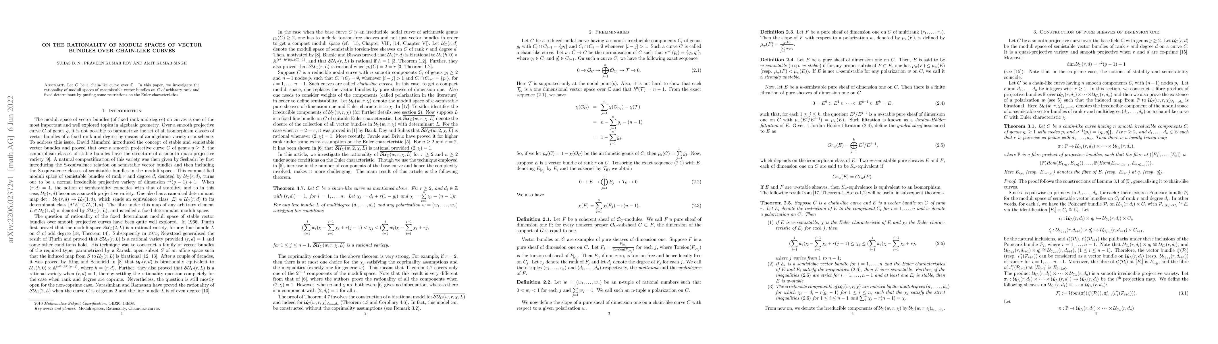 Thumbnail for On the Rationality of moduli spaces of vector bundles over chain-like
  curves