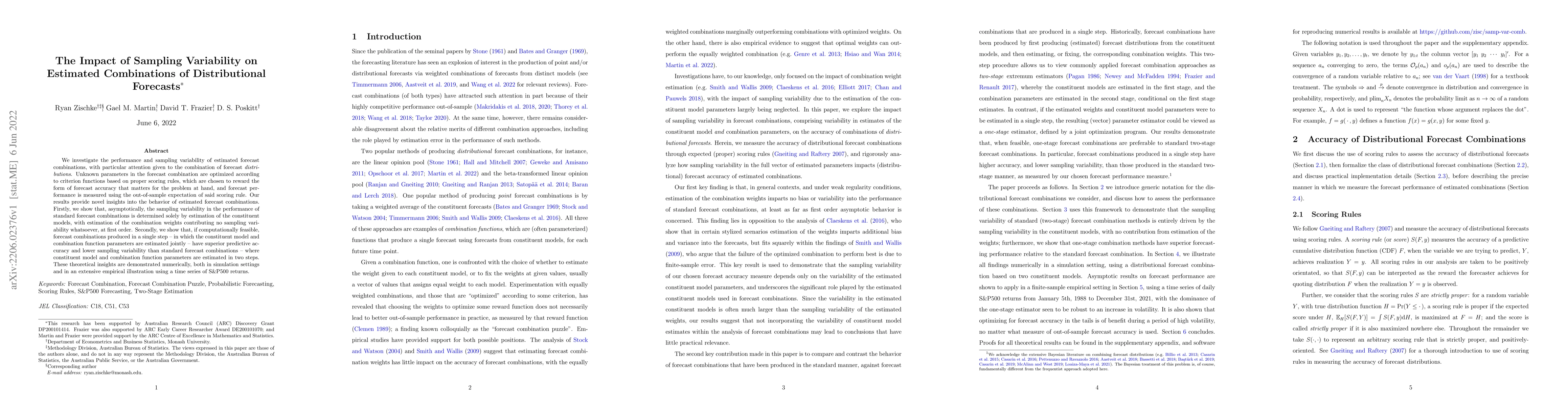 Thumbnail for The Impact of Sampling Variability on Estimated Combinations of
  Distributional Forecasts