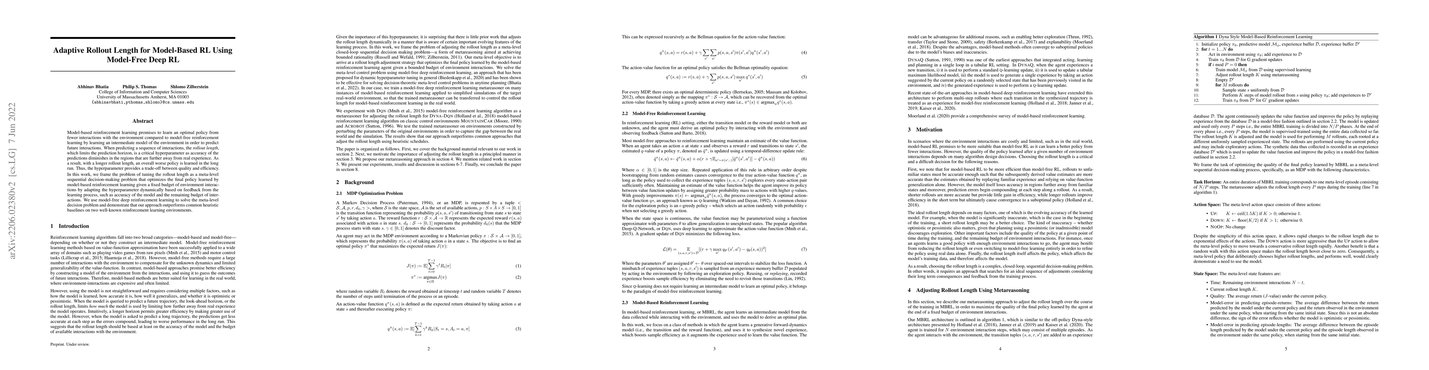 Thumbnail for Adaptive Rollout Length for Model-Based RL Using Model-Free Deep RL