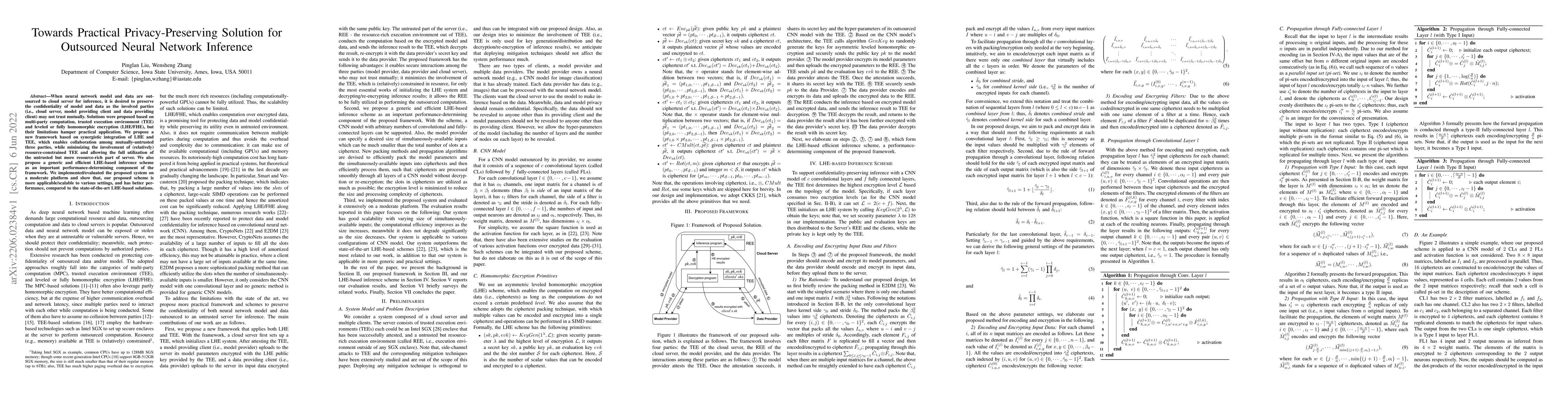 Thumbnail for Towards Practical Privacy-Preserving Solution for Outsourced Neural
  Network Inference