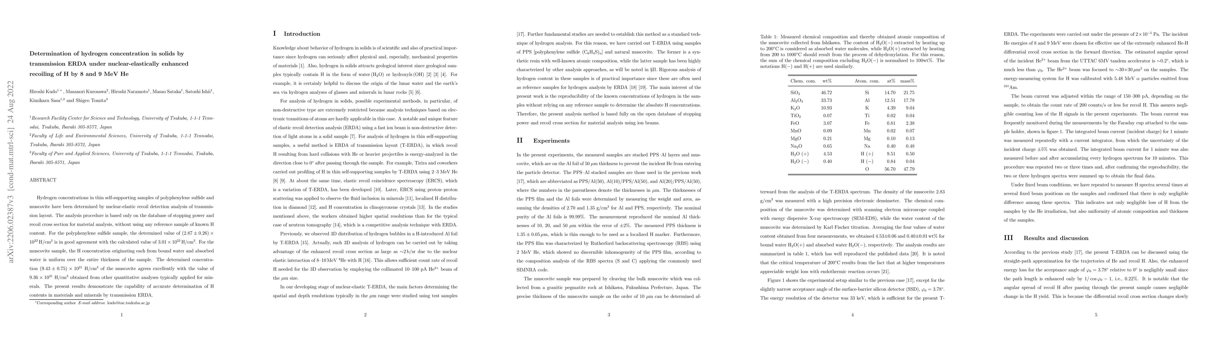 Thumbnail for Determination of hydrogen concentration in solids by transmission ERDA
  under nuclear-elastically enhanced recoiling of H by 8 and 9 MeV He