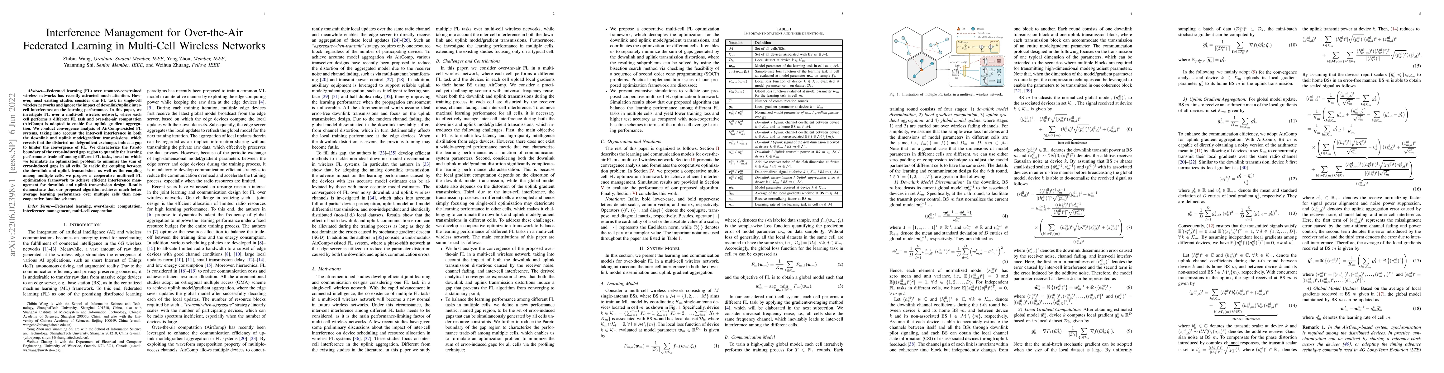 Thumbnail for Interference Management for Over-the-Air Federated Learning in
  Multi-Cell Wireless Networks
