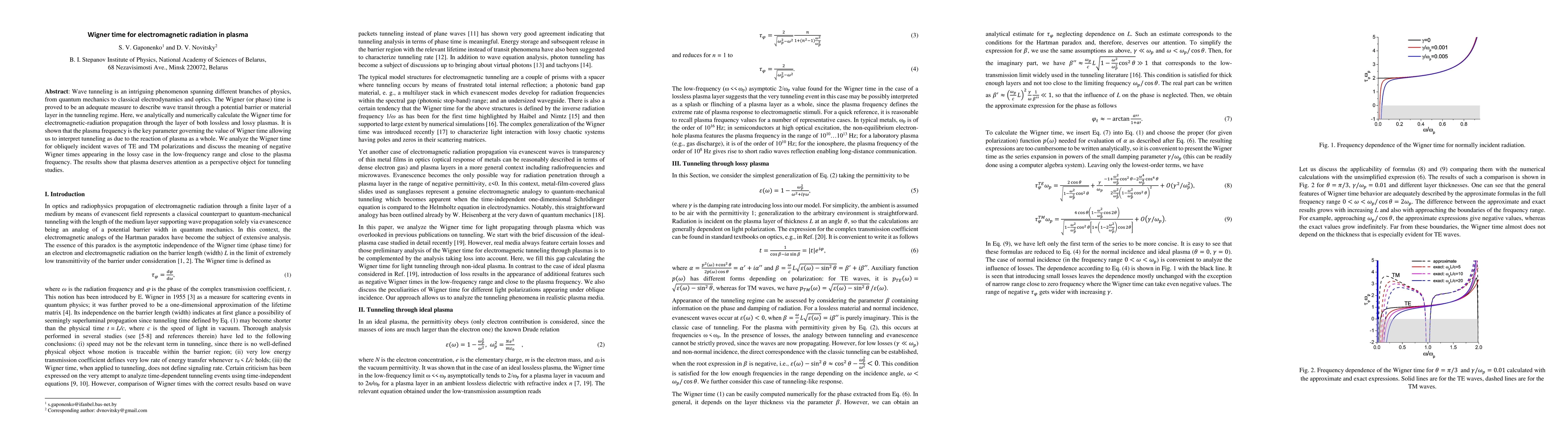 Thumbnail for Wigner time for electromagnetic radiation in plasma
