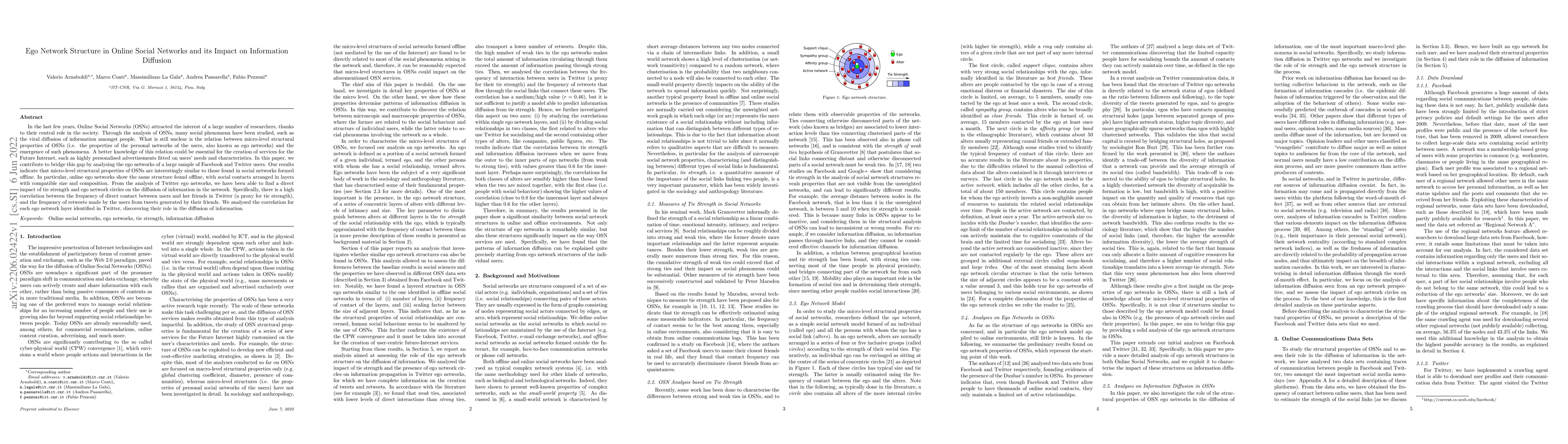 Thumbnail for Ego Network Structure in Online Social Networks and its Impact on
  Information Diffusion