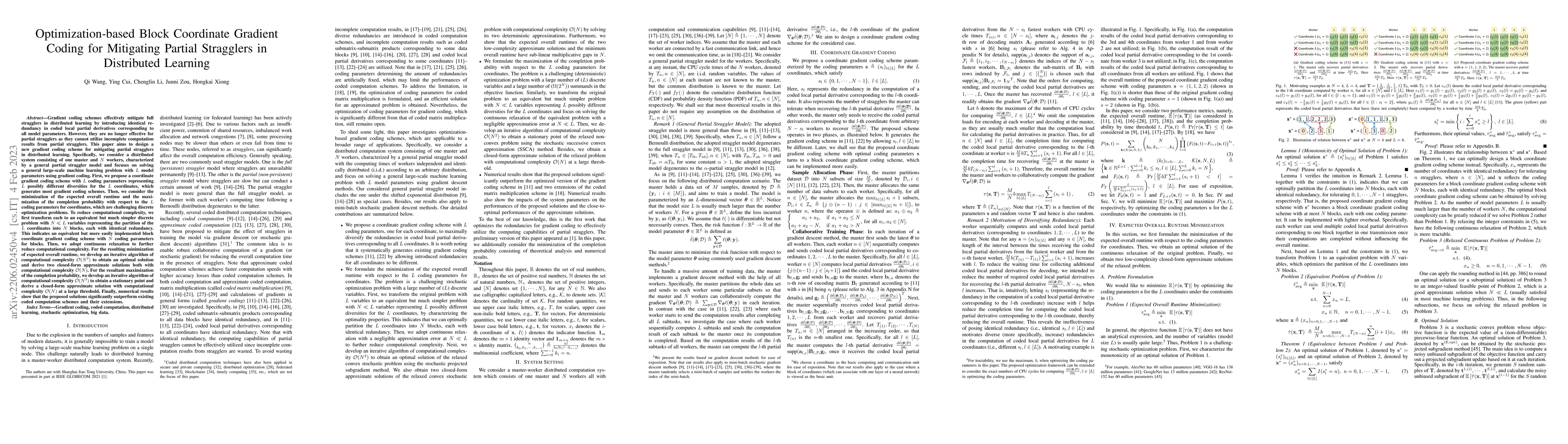 Thumbnail for Optimization-based Block Coordinate Gradient Coding for Mitigating
  Partial Stragglers in Distributed Learning