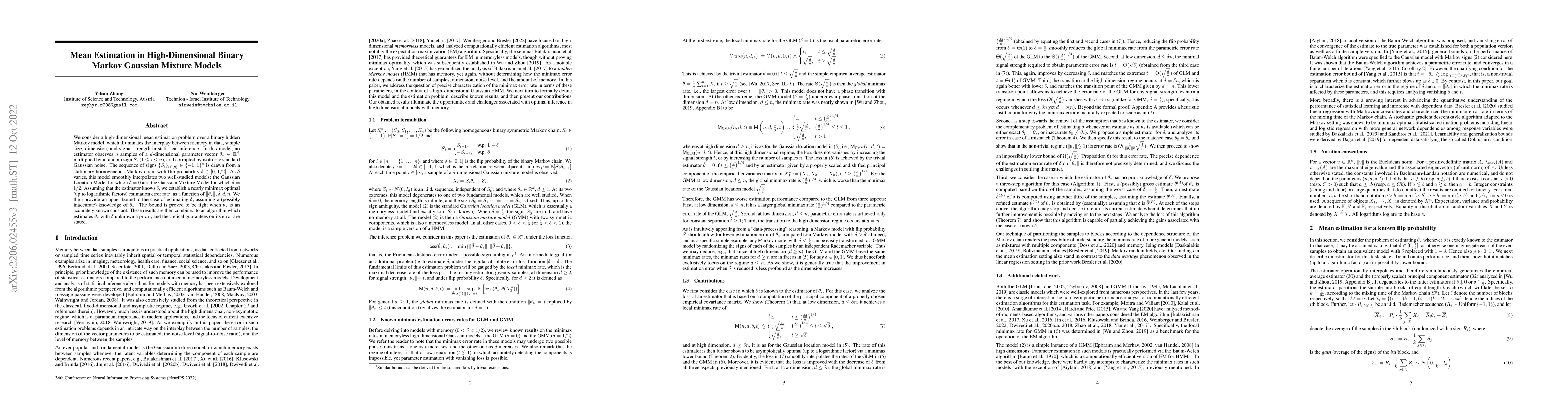 Thumbnail for Mean Estimation in High-Dimensional Binary Markov Gaussian Mixture
  Models