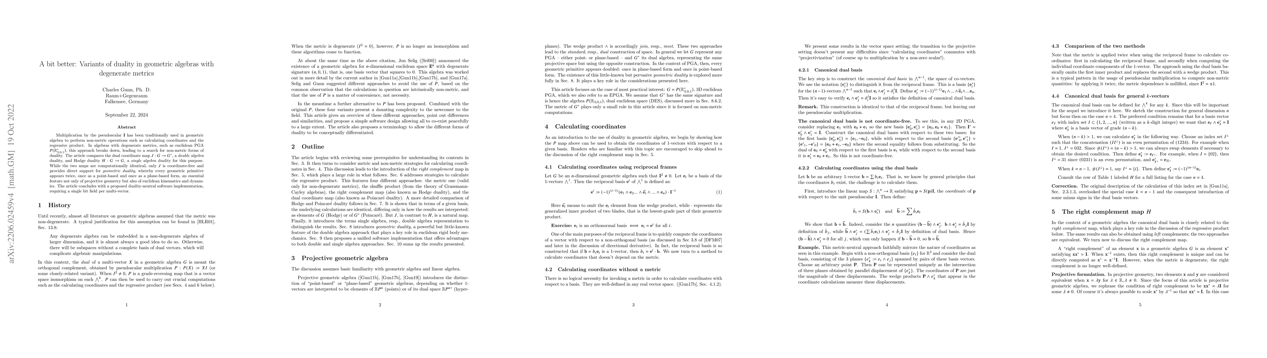 Thumbnail for A bit better: Variants of duality in geometric algebras with degenerate
  metrics