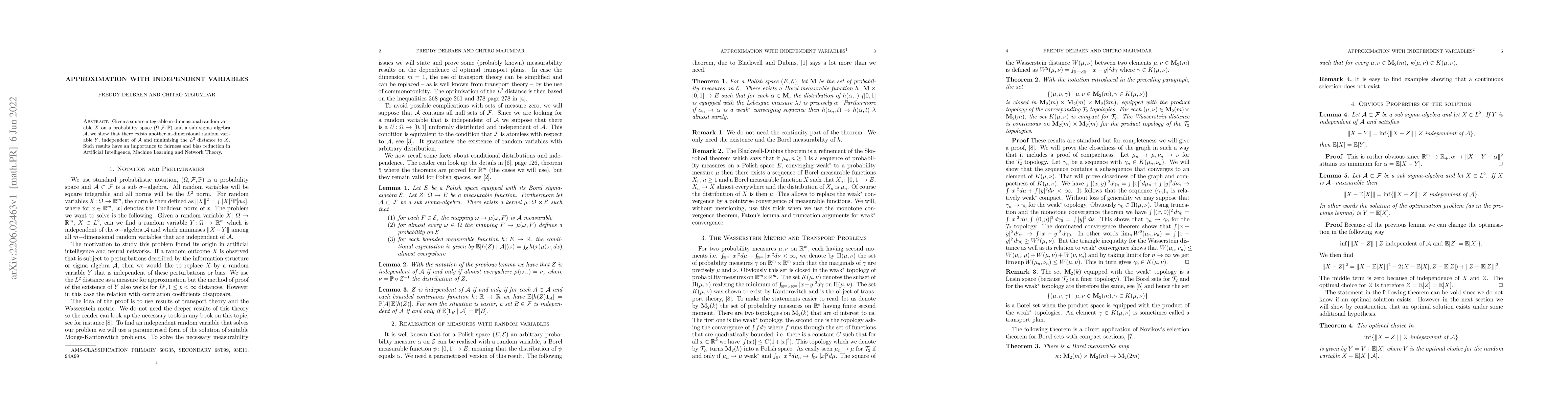 Thumbnail for Approximation with Independent Variables