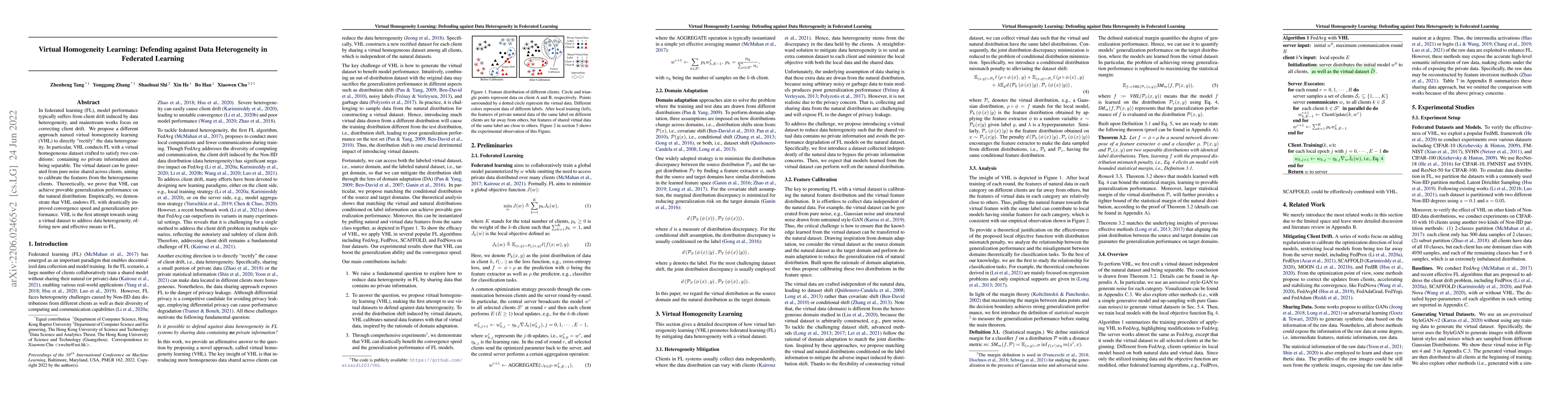 Thumbnail for Virtual Homogeneity Learning: Defending against Data Heterogeneity in
  Federated Learning