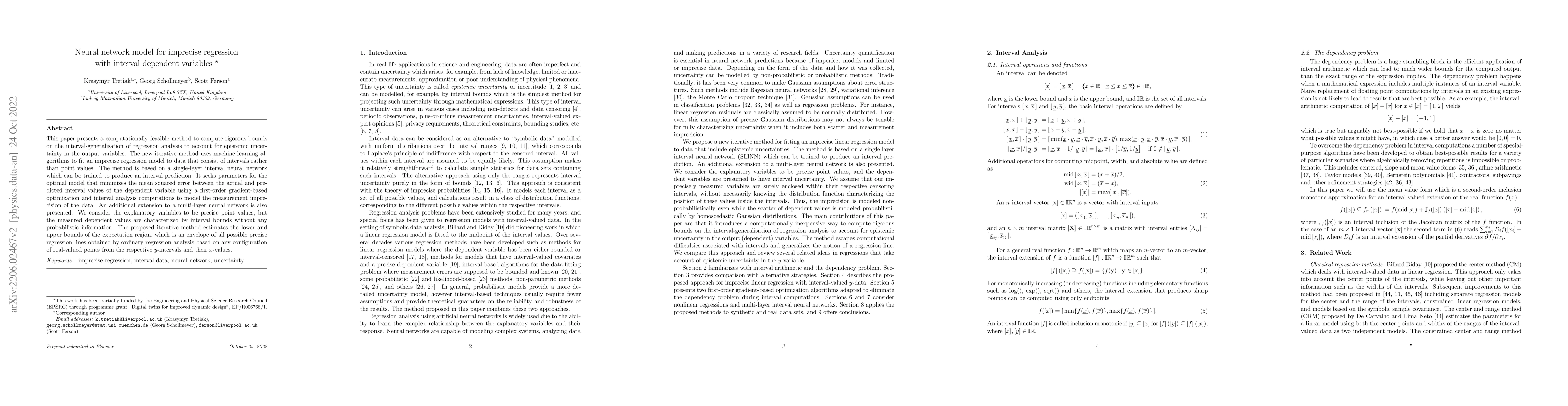 Thumbnail for Neural network model for imprecise regression with interval dependent
  variables
