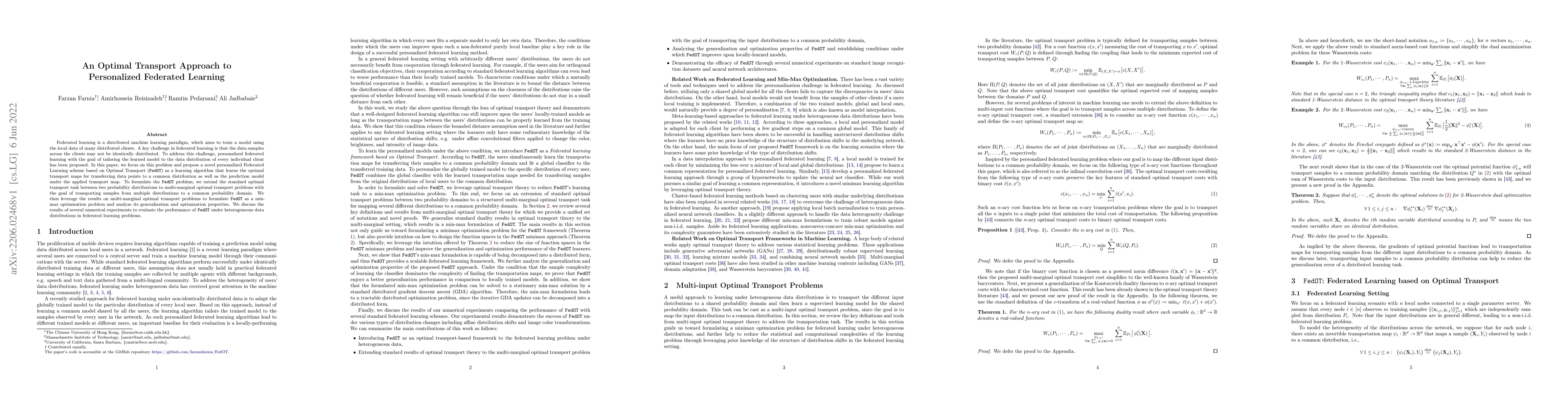 Thumbnail for An Optimal Transport Approach to Personalized Federated Learning