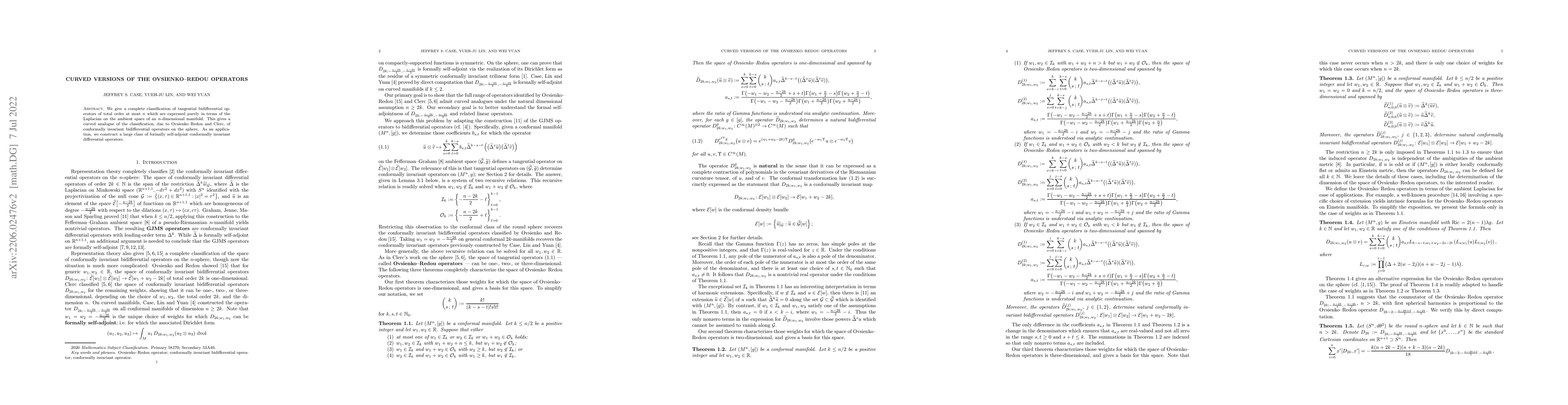 Thumbnail for Curved versions of the Ovsienko-Redou operators
