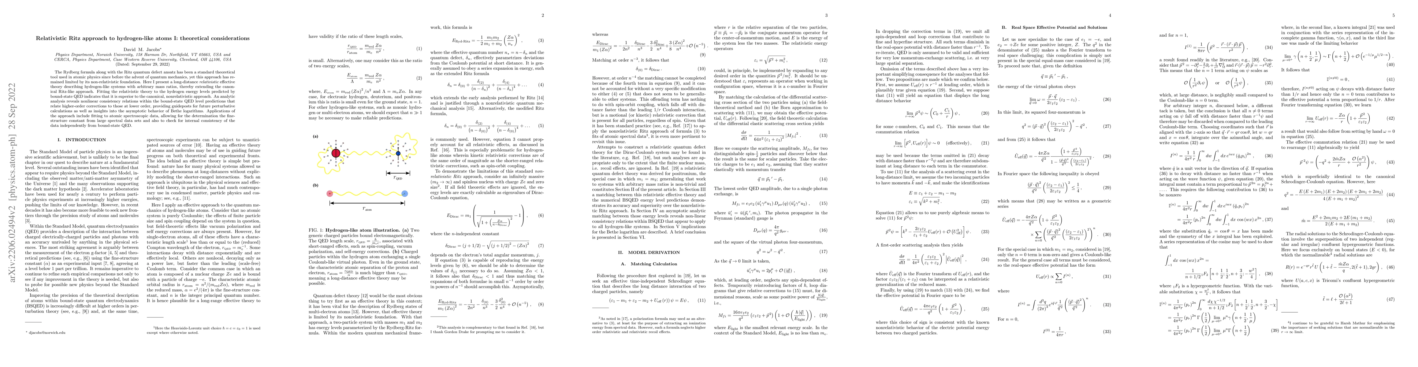 Thumbnail for Relativistic Ritz approach to hydrogen-like atoms I: theoretical
  considerations