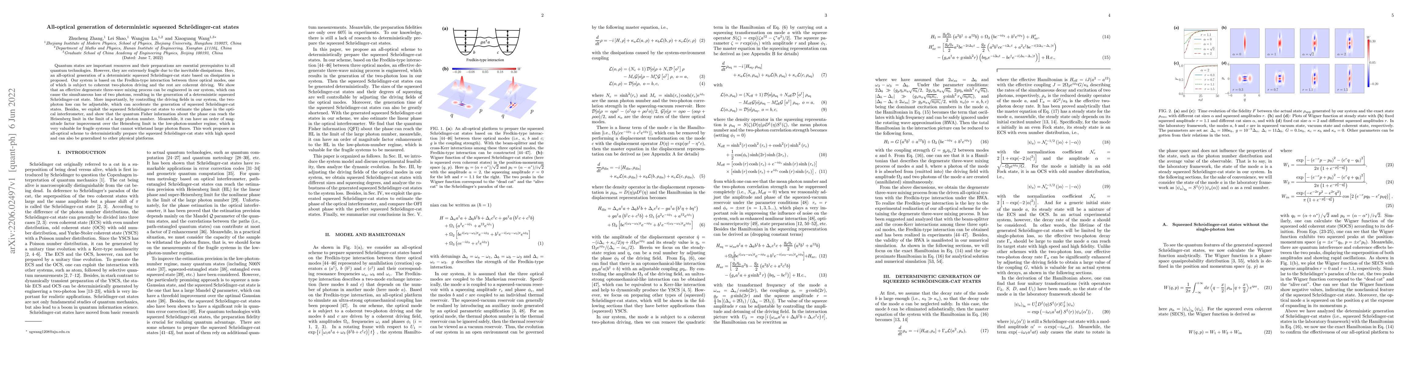 Thumbnail for All-optical generation of deterministic squeezed Schr\"odinger-cat
  states