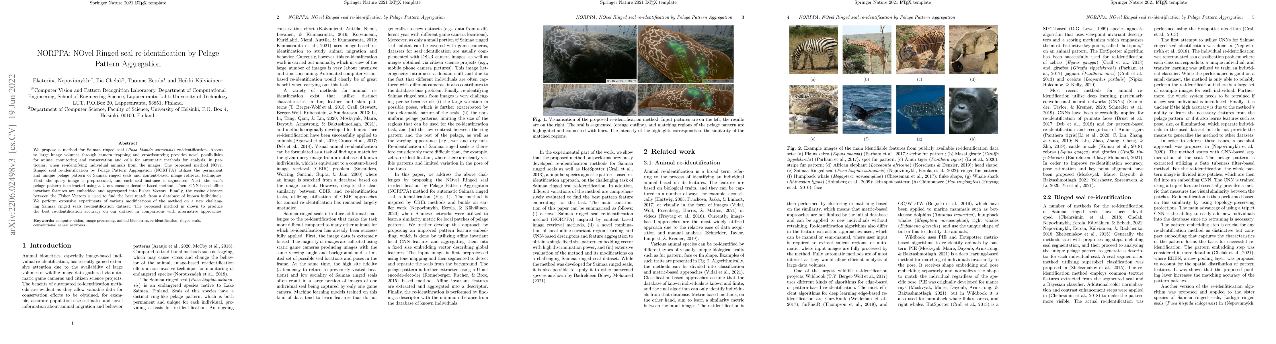 Thumbnail for NORPPA: NOvel Ringed seal re-identification by Pelage Pattern
  Aggregation