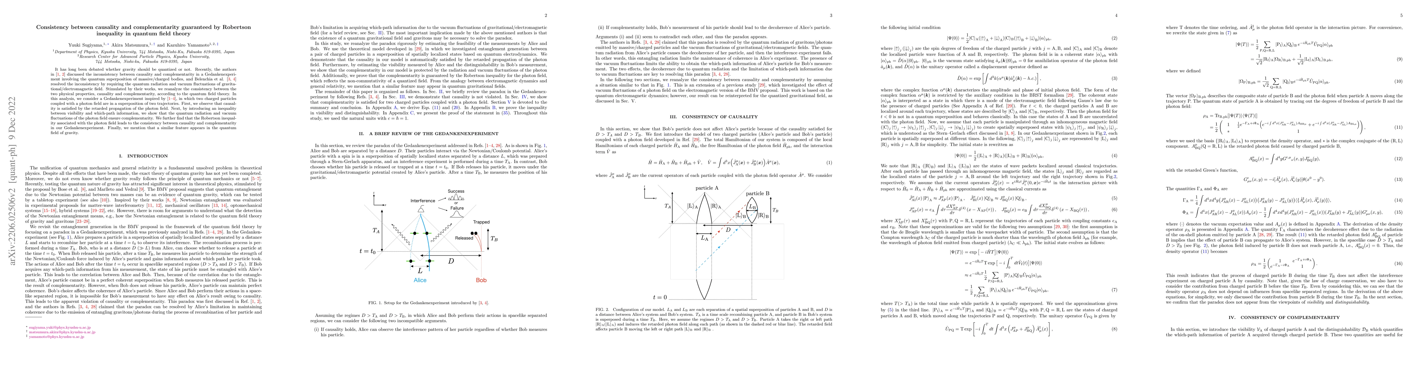 Thumbnail for Consistency between causality and complementarity guaranteed by the
  Robertson inequality in quantum field theory