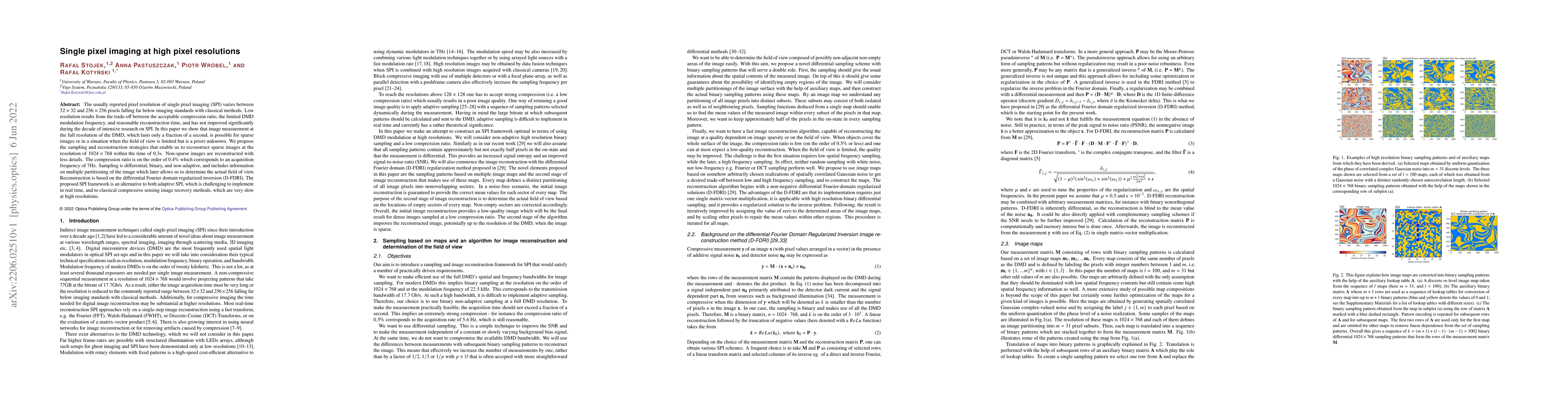 Thumbnail for Single pixel imaging at high pixel resolutions