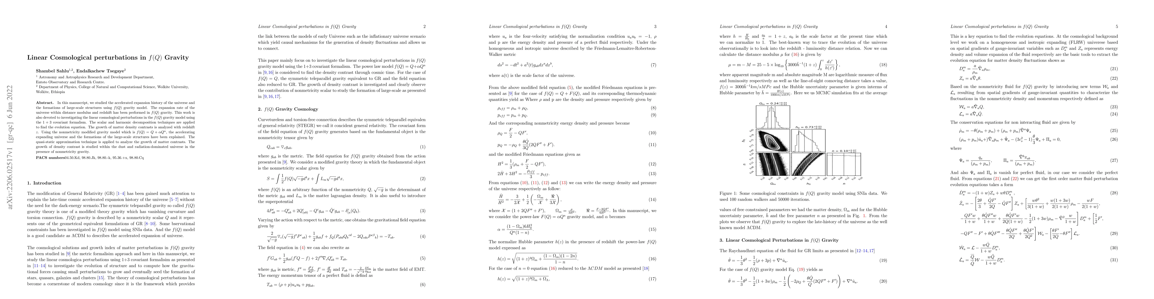 Thumbnail for Linear Cosmological perturbations in $f(Q)$ Gravity