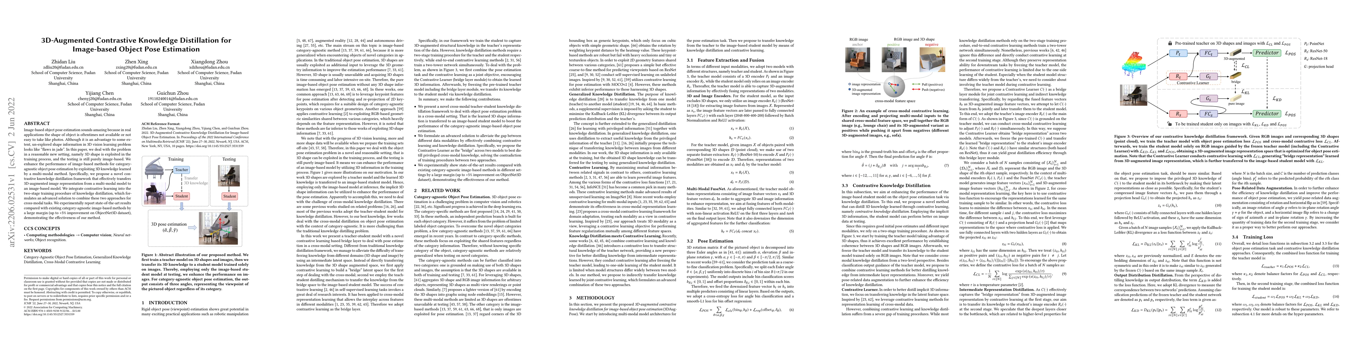 Thumbnail for 3D-Augmented Contrastive Knowledge Distillation for Image-based Object
  Pose Estimation