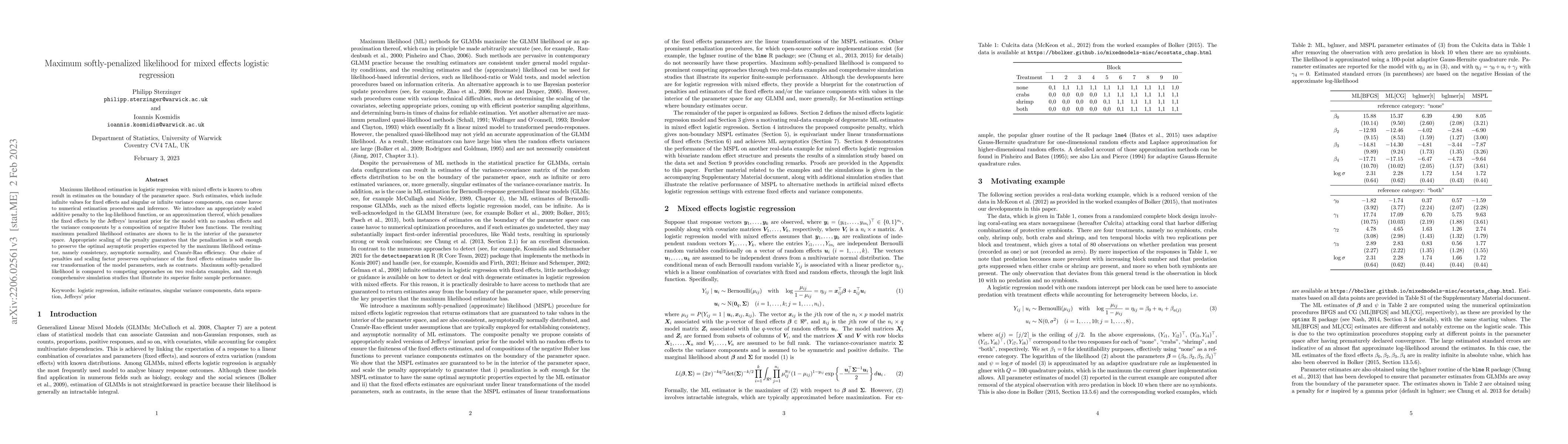 Thumbnail for Maximum softly-penalized likelihood for mixed effects logistic
  regression