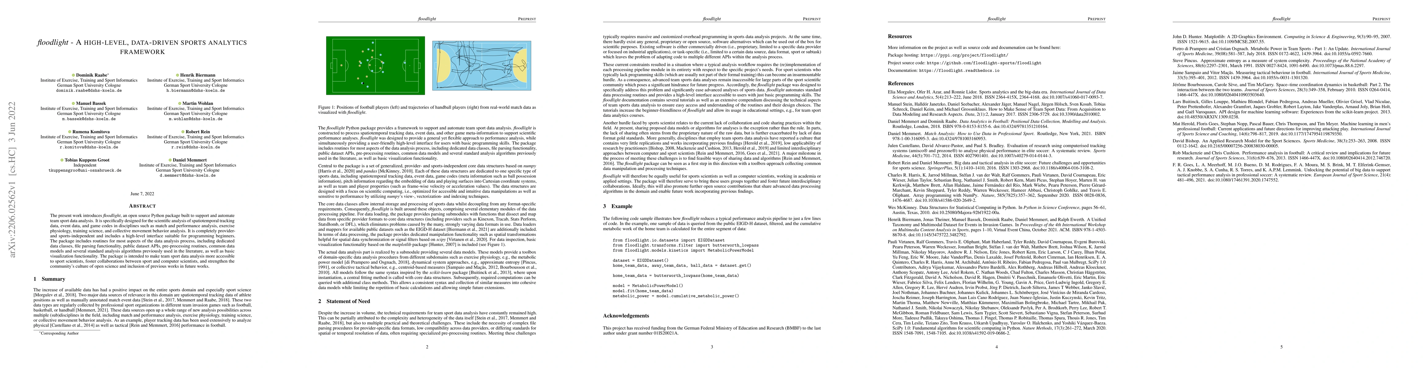 Thumbnail for floodlight -- A high-level, data-driven sports analytics framework