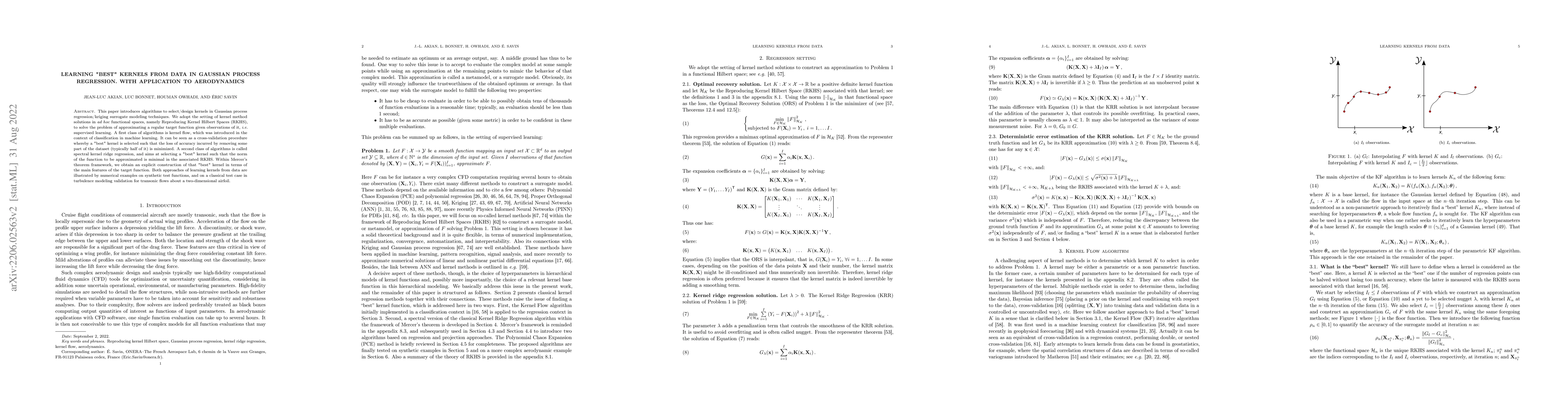 Thumbnail for Learning "best" kernels from data in Gaussian process regression. With
  application to aerodynamics