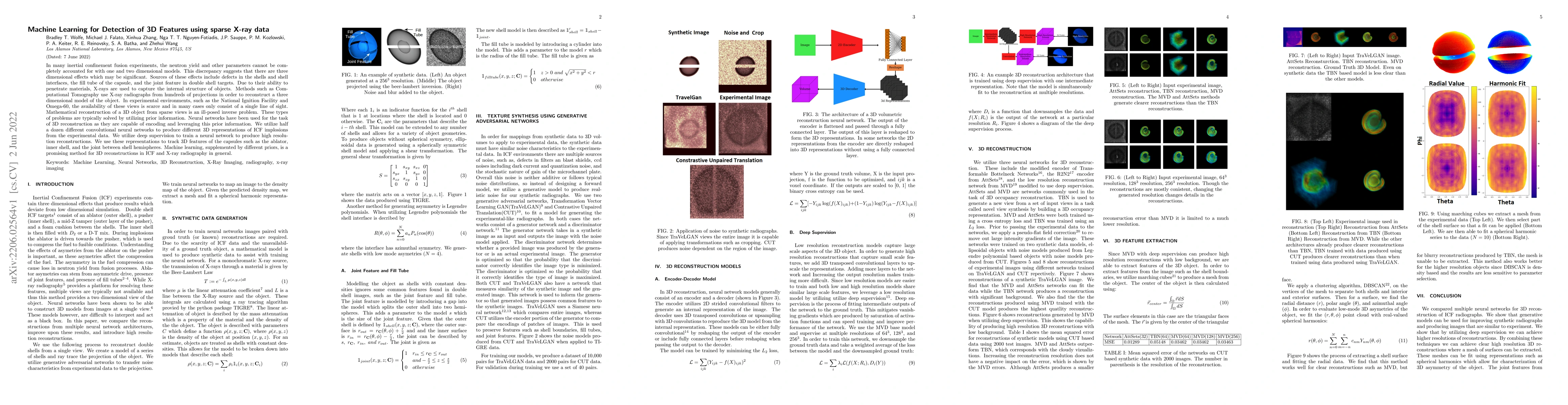 Thumbnail for Machine Learning for Detection of 3D Features using sparse X-ray data
