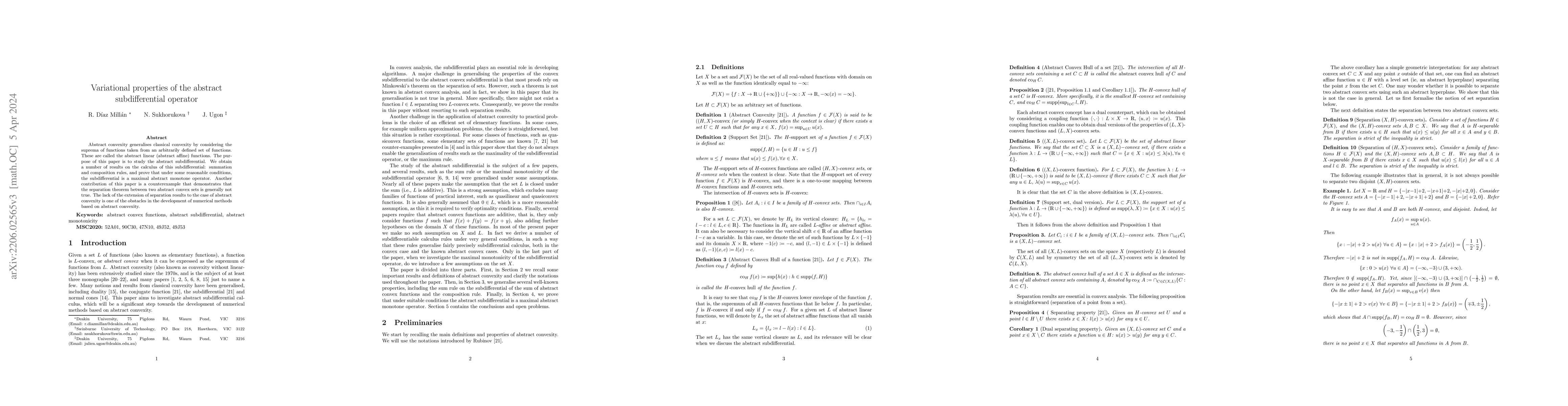 Thumbnail for Variational properties of the abstract subdifferential operator