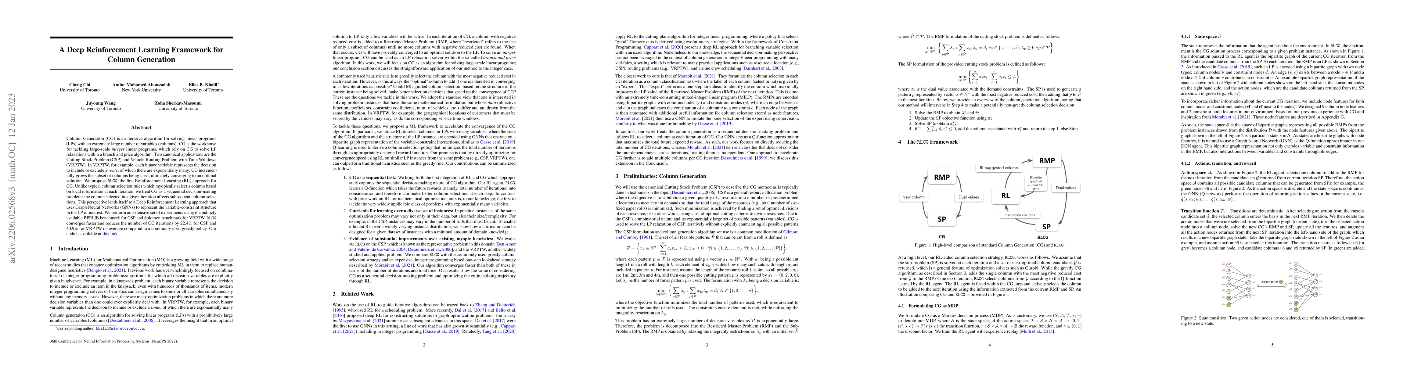 Thumbnail for A Deep Reinforcement Learning Framework For Column Generation