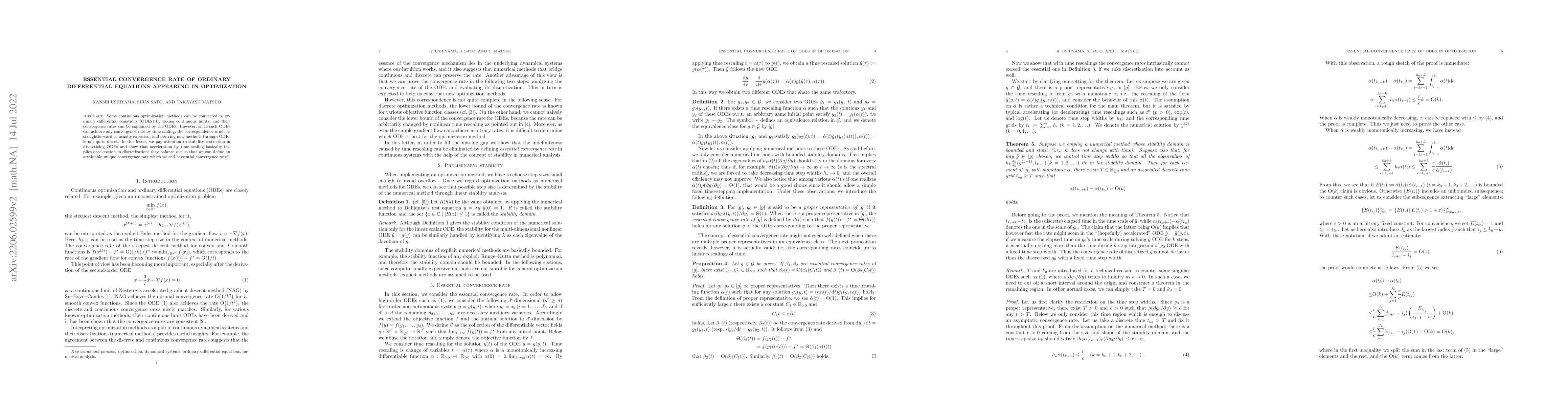 Thumbnail for Essential convergence rate of ordinary differential equations appearing
  in optimization