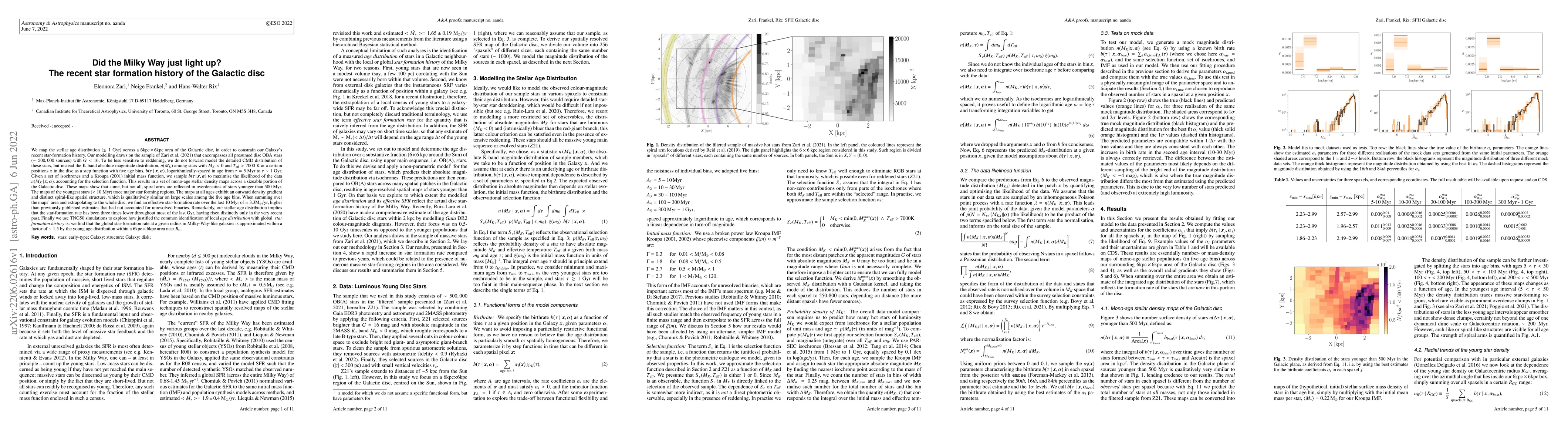 Thumbnail for Did the Milky Way just light up? The recent star formation history of
  the Galactic disc