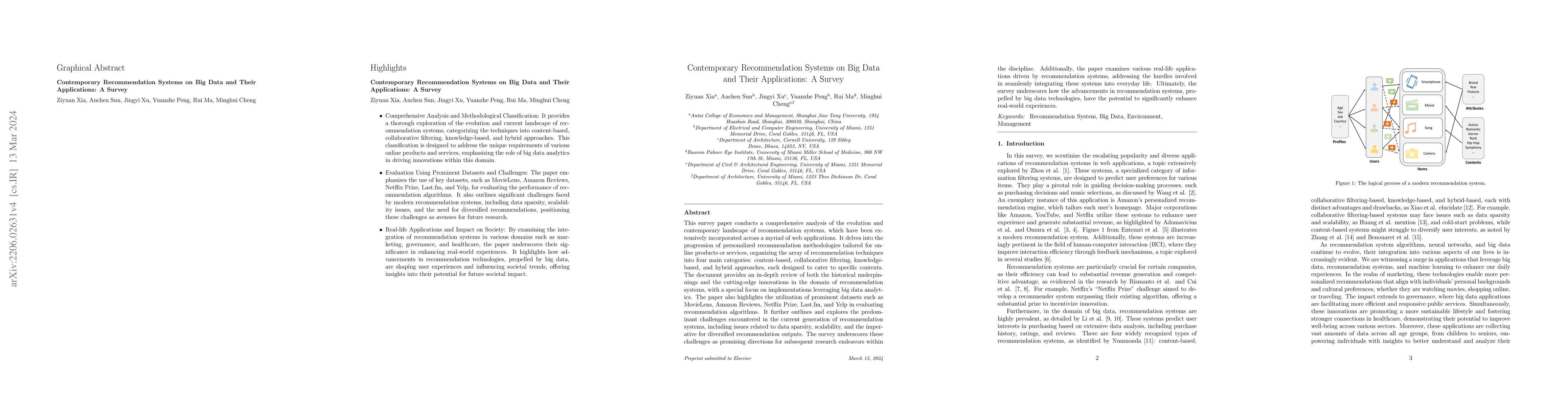 Thumbnail for Contemporary Recommendation Systems on Big Data and Their Applications:
  A Survey