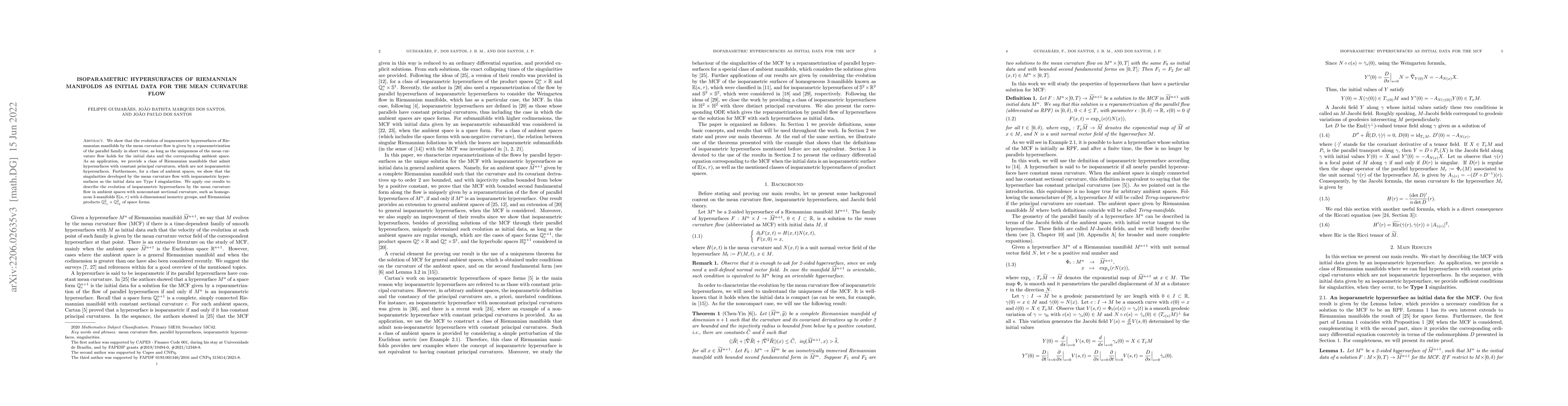 Thumbnail for Isoparametric hypersurfaces of Riemannian manifolds as initial data for
  the mean curvature flow