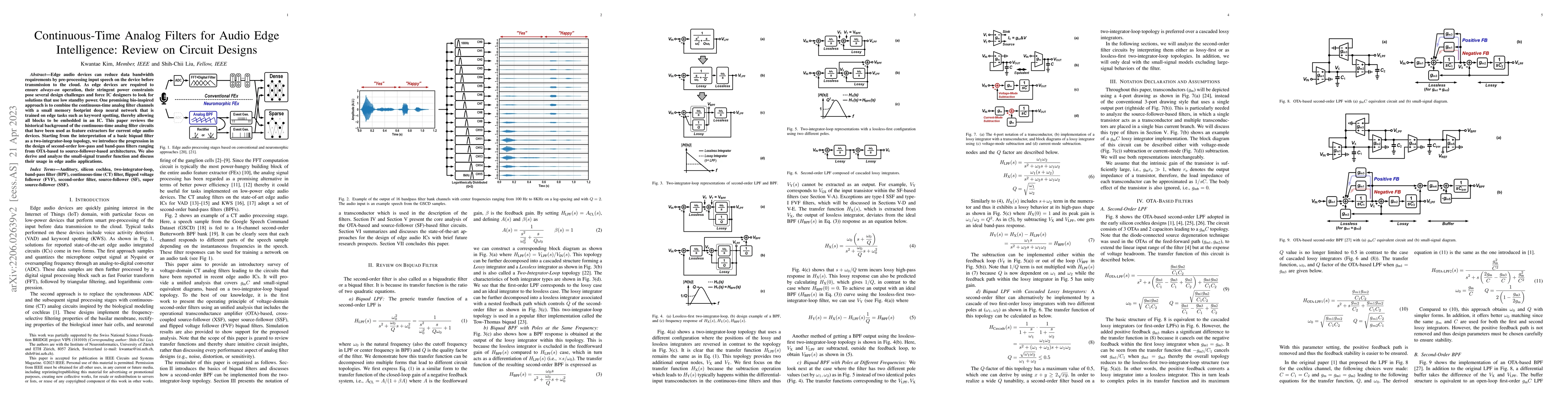 Thumbnail for Continuous-Time Analog Filters for Audio Edge Intelligence: Review on
  Circuit Designs